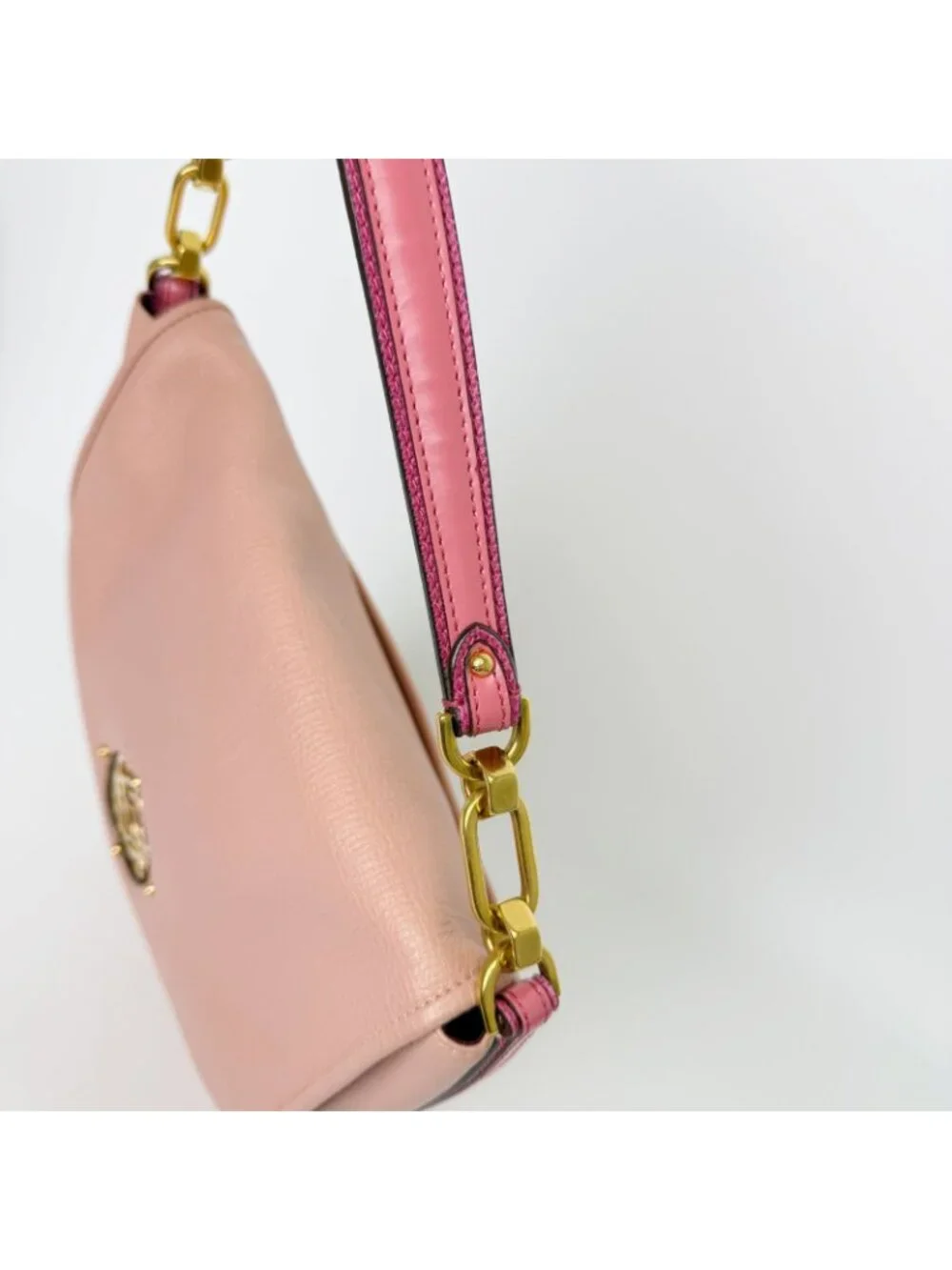 Loewe Anagram Medallion Flap Shoulder Bag Leather Pink Purple Gold Vintage